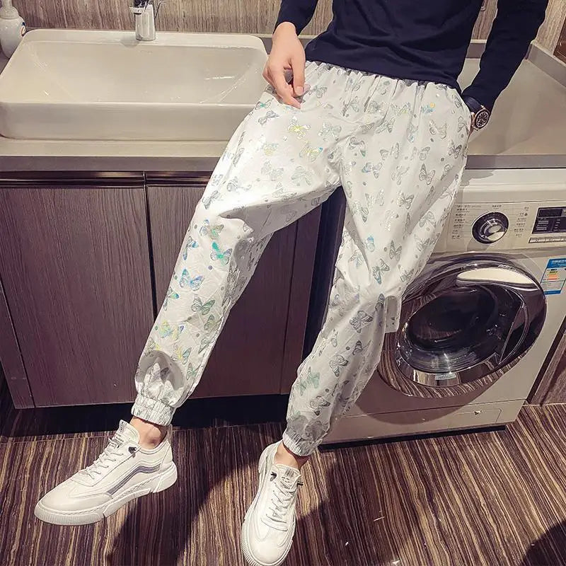 Men's Summer Pants: Bow Print Wide-Leg