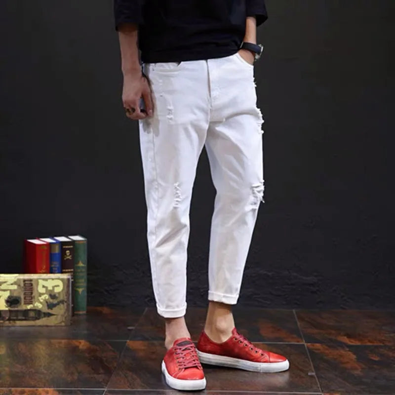 Men's White Ripped Harem Jeans (Spring/Summer)