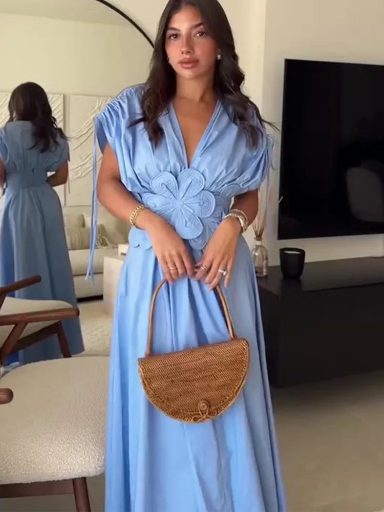 Elegant Blue Summer Dress for Women