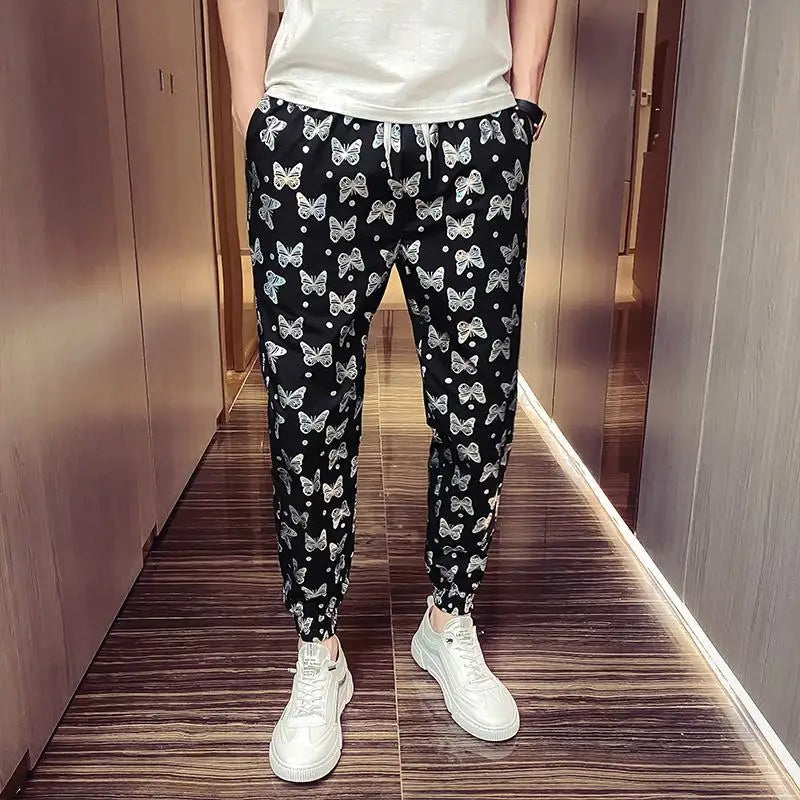 Men's Summer Pants: Bow Print Wide-Leg