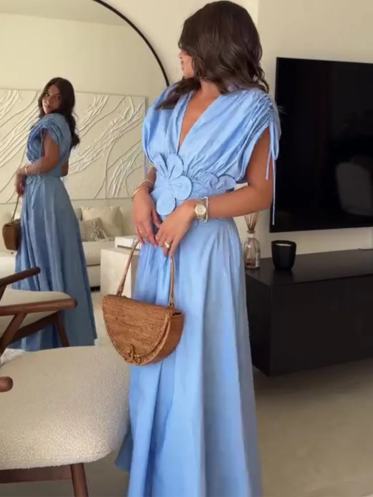 Elegant Blue Summer Dress for Women