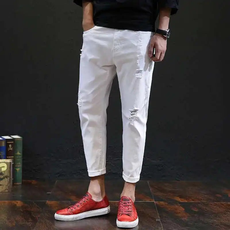 Men's White Ripped Harem Jeans (Spring/Summer)